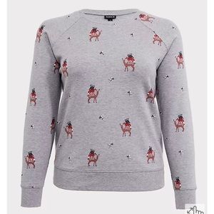 Torrid KNIT FLEECE STACKED ANIMAL CREW NECK SWEATSHIRT Size 3